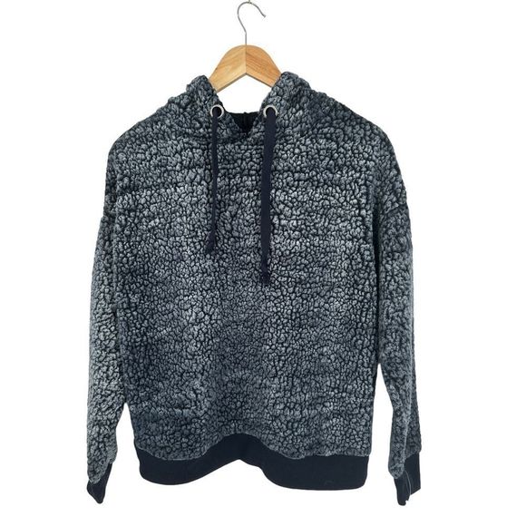 Poof New York Blue Gray Fuzzy‎ Hoodie Sweater Small - Picture 1 of 7
